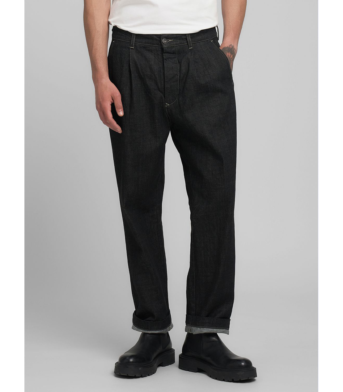 リラックスフィットELYM デニムチノパンツ 詳細画像 ブラック 2